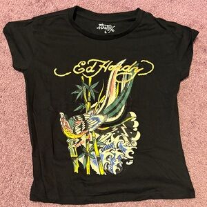 Ed Hardy Black Tee with Colorful Graphic